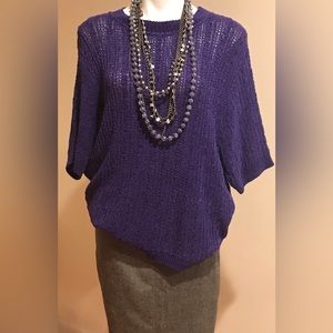 The Avenue Purple /Blue Knit Sweater 3/4 sleeves Length.     Sheer like SZ 1X